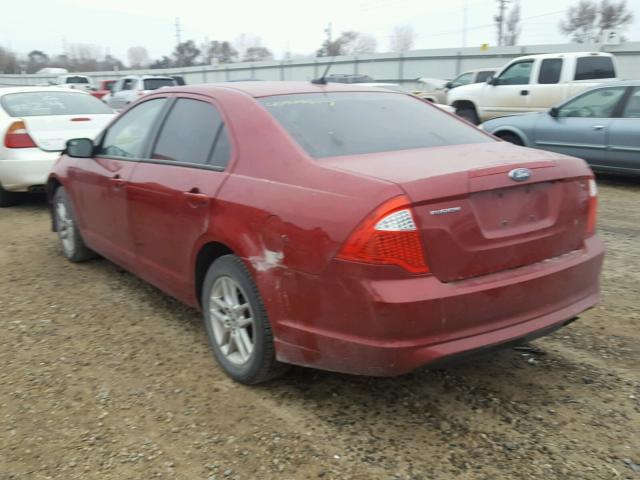 3FAHP0GA8AR228266 - 2010 FORD FUSION S MAROON photo 3