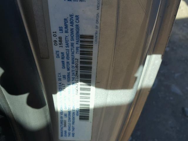 3VWCK21C12M418012 - 2002 VOLKSWAGEN NEW BEETLE 银色 照片 10