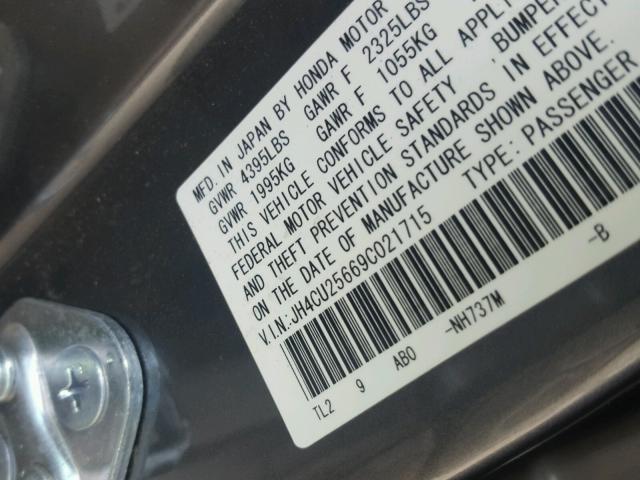 JH4CU25669C021715 - 2009 ACURA TSX GRAY photo 10