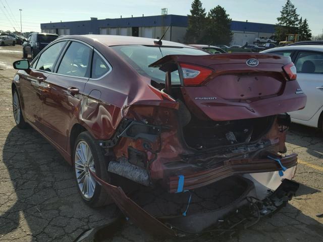 3FA6P0H9XDR200033 - 2013 FORD FUSION SE RED photo 3