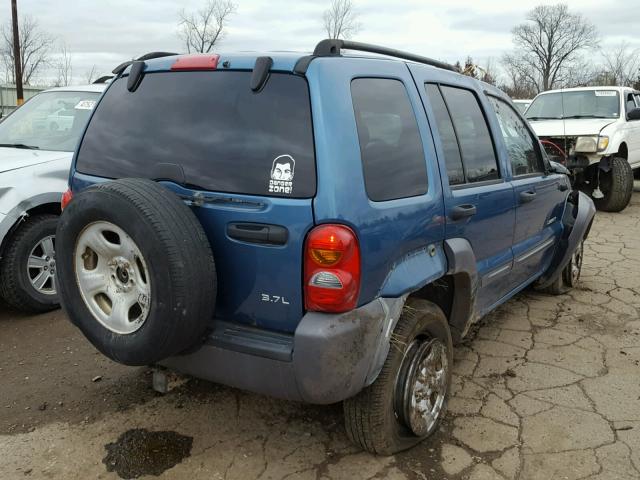 1J4GL48K04W112281 - 2004 JEEP LIBERTY SP BLUE photo 4