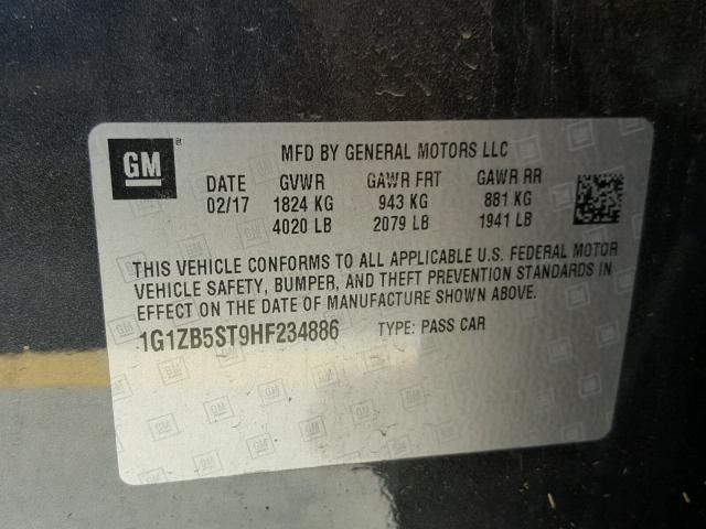 1G1ZB5ST9HF234886 - 2017 CHEVROLET MALIBU LS Boz foto 10