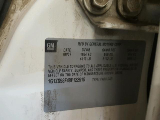 1G1ZS58F48F122515 - 2008 CHEVROLET MALIBU LS Ağ foto 10