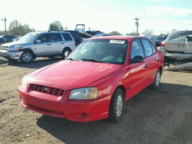 KMHCG45C82U350826 - 2002 HYUNDAI ACCENT GL RED photo 2