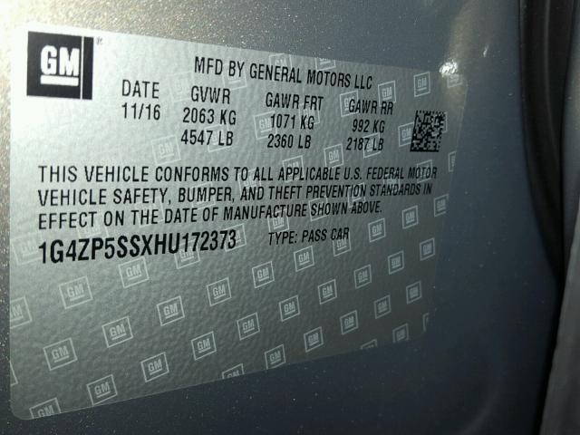 1G4ZP5SSXHU172373 - 2017 BUICK LACROSSE E 灰色 照片 10