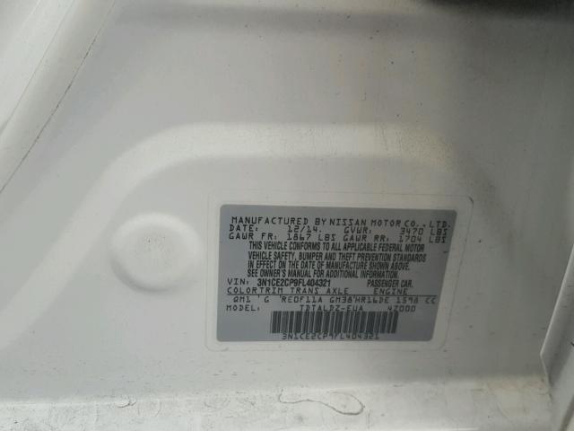 3N1CE2CP9FL404321 - 2015 NISSAN VERSA NOTE WHITE photo 10