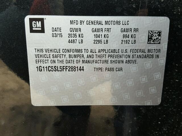 1G11C5SL5FF288144 - 2015 CHEVROLET MALIBU 1LT CHARCOAL photo 10