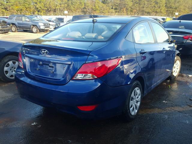 KMHCT4AE6FU820716 - 2015 HYUNDAI ACCENT GLS BLUE photo 4