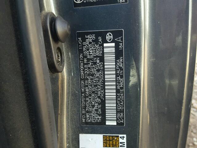 JTKDE177750031693 - 2005 TOYOTA SCION TC 灰色 照片 10