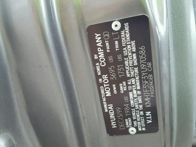 KMHJF35F3YU970586 - 2000 HYUNDAI ELANTRA GL GRAY photo 10