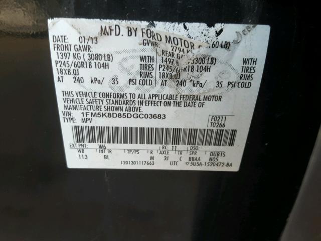 1FM5K8D85DGC03683 - 2013 FORD EXPLORER X GREEN photo 10