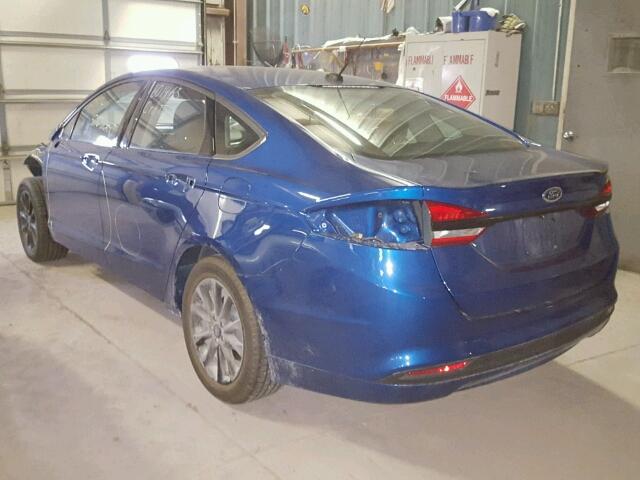 3FA6P0HD7HR282426 - 2017 FORD FUSION SE BLUE photo 3