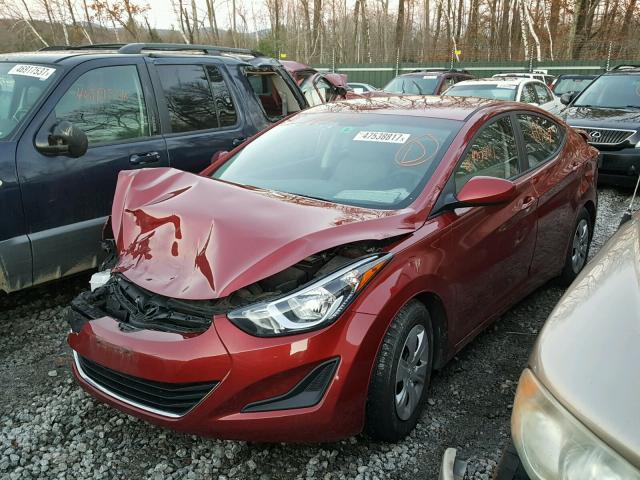 5NPDH4AE9GH742826 - 2016 HYUNDAI ELANTRA SE RED photo 2