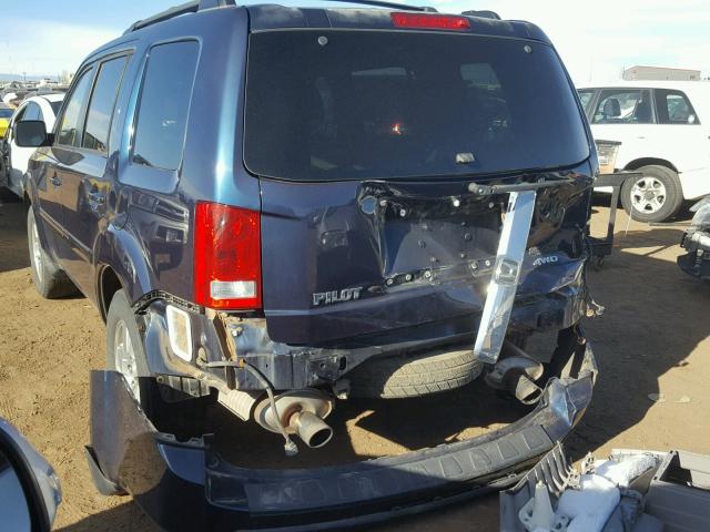 5FNYF48599B038981 - 2009 HONDA PILOT EXL BLUE photo 3