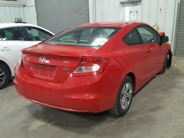 2HGFG3B54DH527722 - 2013 HONDA CIVIC LX RED photo 4