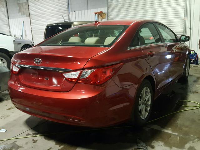 5NPEB4AC1DH737278 - 2013 HYUNDAI SONATA GLS RED photo 4