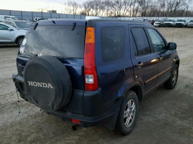 JHLRD78862C010616 - 2002 HONDA CR-V EX BLUE photo 4