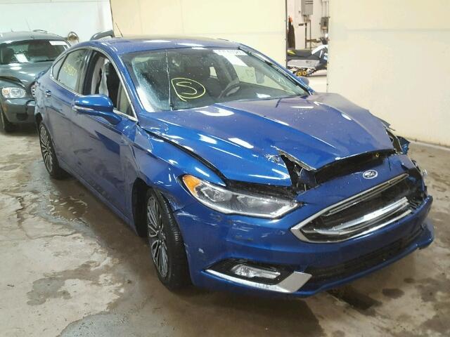 3FA6P0H98HR266814 - 2017 FORD FUSION SE BLUE photo 1