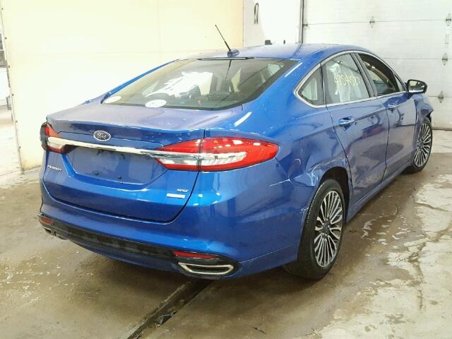 3FA6P0H98HR266814 - 2017 FORD FUSION SE BLUE photo 4