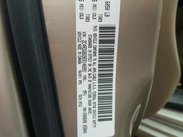 2C4RDGBG9ER146991 - 2014 DODGE GRAND CARA BEIGE photo 10