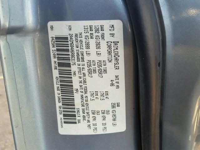 2A4GM68406R863175 - 2006 CHRYSLER PACIFICA T BLUE photo 10