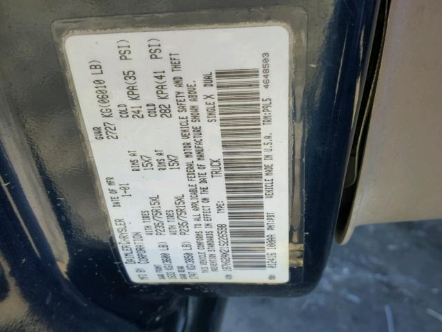 1B7HG2AX21S226598 - 2001 DODGE DAKOTA QUA BLUE photo 10