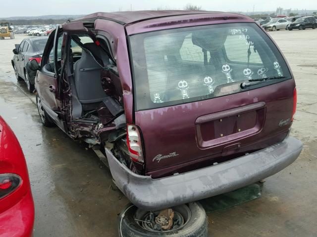 2P4GP45G6XR389813 - 1999 PLYMOUTH VOYAGER SE BURGUNDY photo 3