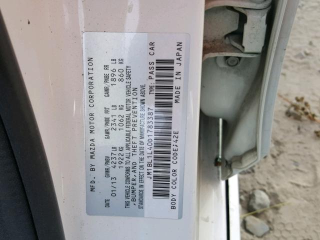 JM1BL1L40D1783387 - 2013 MAZDA SPEED 3 WHITE photo 10