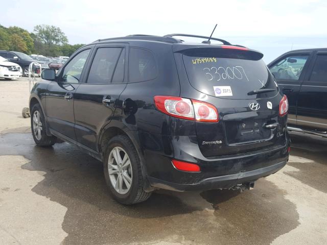 5XYZK3AB6CG100881 - 2012 HYUNDAI SANTA FE L BLACK photo 3