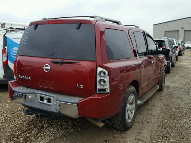 5N1AA08A35N726696 - 2005 NISSAN ARMADA SE BURGUNDY photo 4