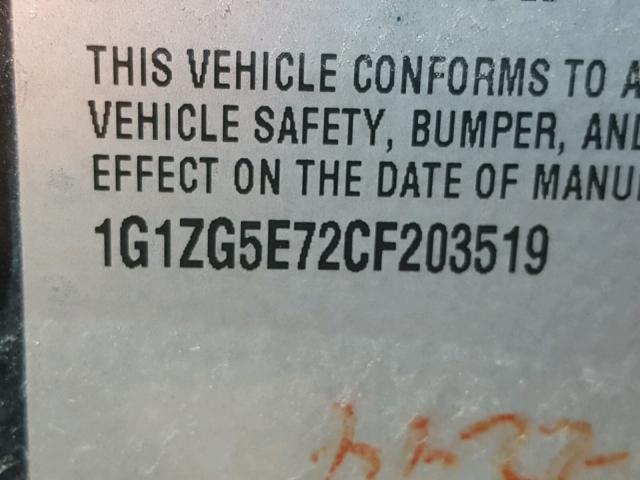 1G1ZG5E72CF203519 - 2012 CHEVROLET MALIBU LTZ 黑色 照片 10