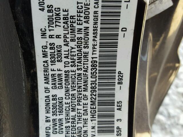 1HGEM22983L053891 - 2003 HONDA CIVIC EX BLACK photo 10