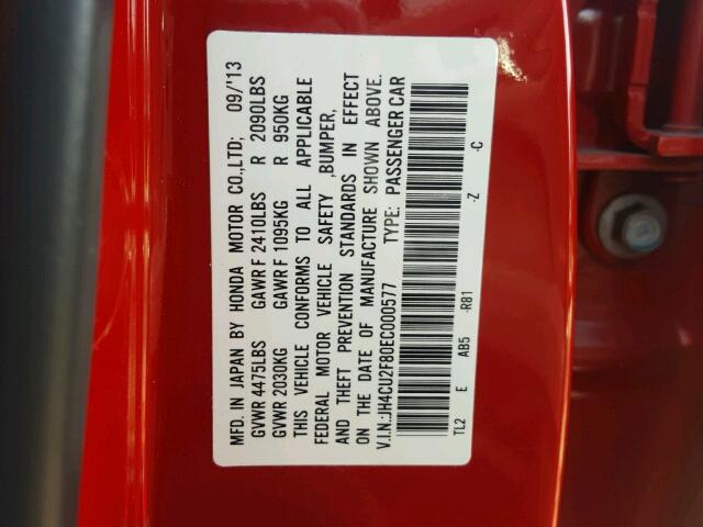 JH4CU2F80EC000577 - 2014 ACURA TSX SE RED photo 10