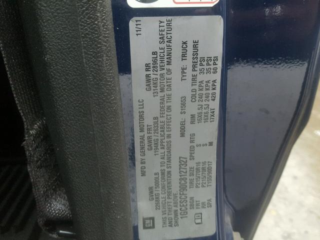 1GCESCF90C8127327 - 2012 CHEVROLET COLORADO L BLUE photo 10