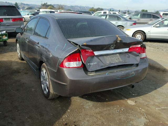 19XFA16569E048350 - 2009 HONDA CIVIC LX BROWN photo 3