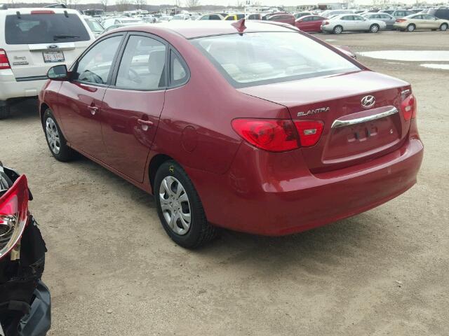 KMHDU4AD5AU009684 - 2010 HYUNDAI ELANTRA BL RED photo 3