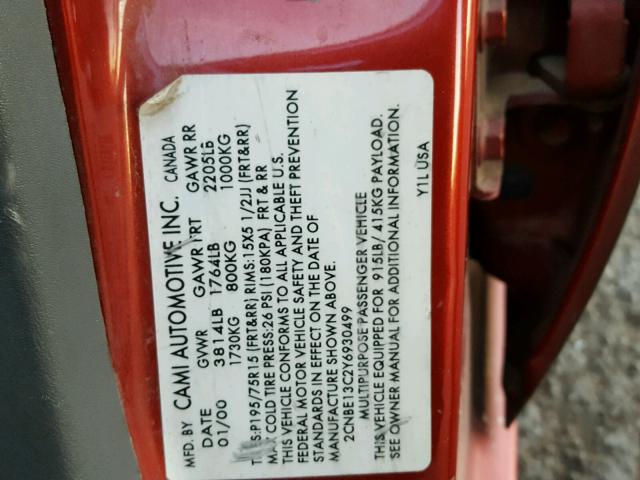 2CNBE13C2Y6930499 - 2000 CHEVROLET TRACKER RED photo 10