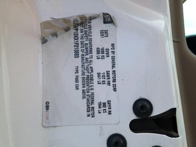 1G2WP12KX1F210683 - 2001 PONTIAC GRAND PRIX 白色 照片 10