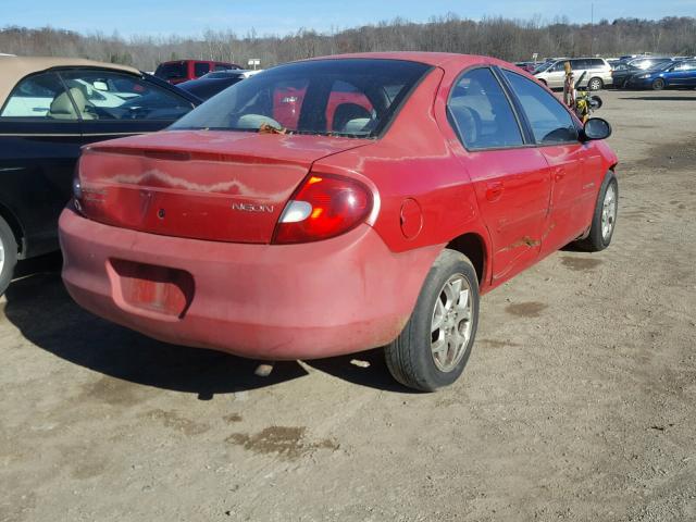 1B3ES46C1YD563833 - 2000 DODGE NEON BASE RED photo 4