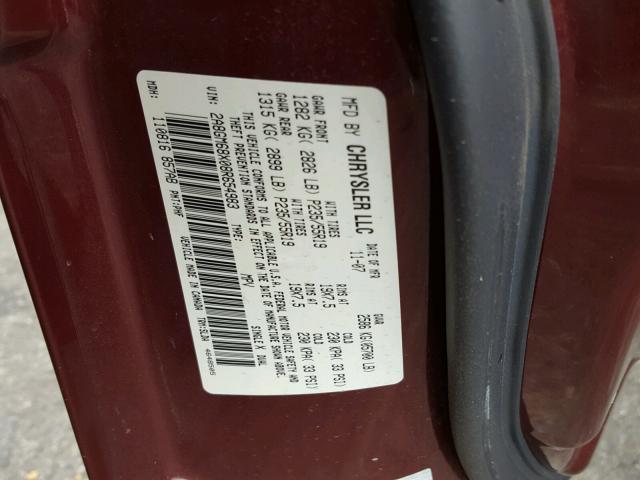 2A8GM68X08R654983 - 2008 CHRYSLER PACIFICA T BURGUNDY photo 10