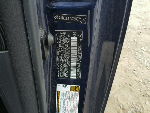 JTKDE177X60074197 - 2006 TOYOTA SCION TC 蓝色 照片 10