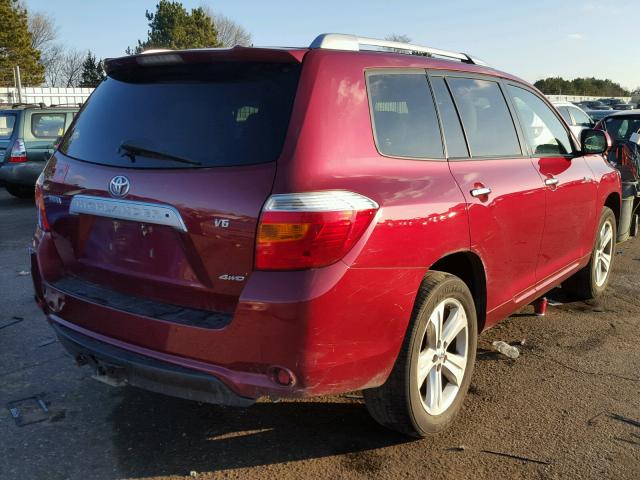 JTEES42A492120989 - 2009 TOYOTA HIGHLANDER MAROON photo 4