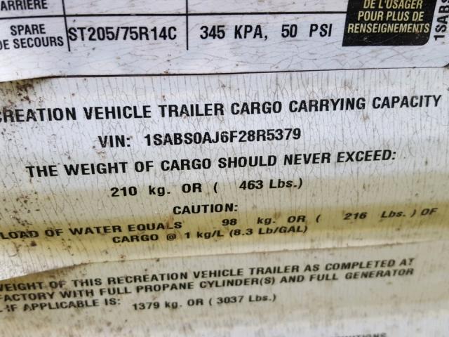 1SABS0AJ6F28R5379 - 2015 CABIN TRAILER STARCRAFT TWO TONE photo 10