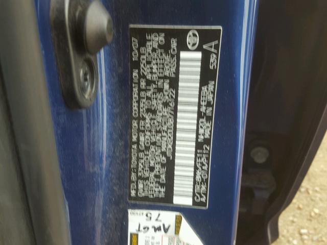 JTDKB20U387716122 - 2008 TOYOTA PRIUS 蓝色 照片 10