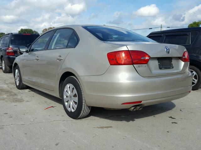 3VW2K7AJ0DM276410 - 2013 VOLKSWAGEN JETTA BASE GOLD photo 3