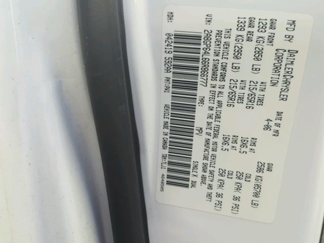 2A8GP64L66R866777 - 2006 CHRYSLER TOWN & COU WHITE photo 10