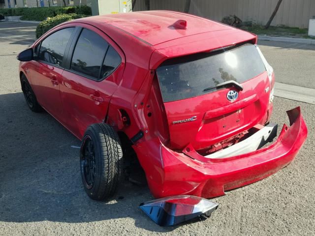 JTDKDTB30F1576082 - 2015 TOYOTA PRIUS C RED photo 3