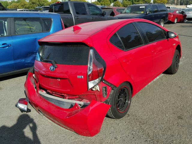 JTDKDTB30F1576082 - 2015 TOYOTA PRIUS C RED photo 4