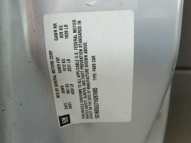 1G1NE52J716267685 - 2001 CHEVROLET MALIBU LS 银色 照片 10