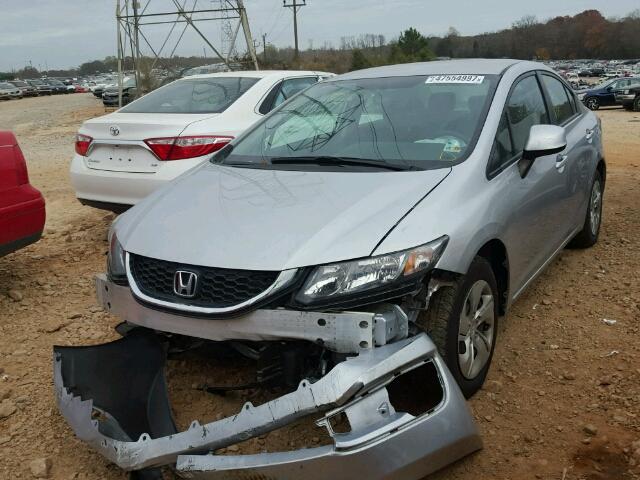 2HGFB2F58DH548687 - 2013 HONDA CIVIC LX SILVER photo 2